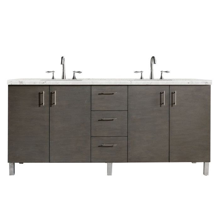 James Martin Metropolitan 72" Dual Mount Double Bathroom Vanity, Silver Oak