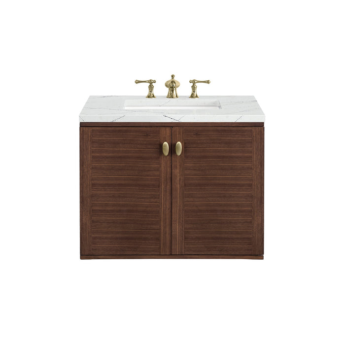 James Martin Amberly 30" Dual Mount Single Bathroom Vanity, Mid-Century Walnut