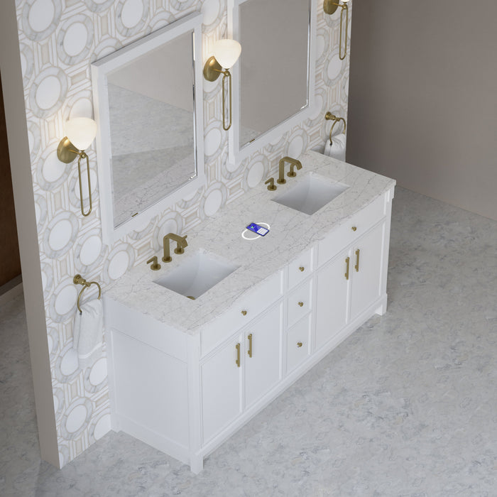 James Martin Bellshire 72" Double Bathroom Vanity, Bright White