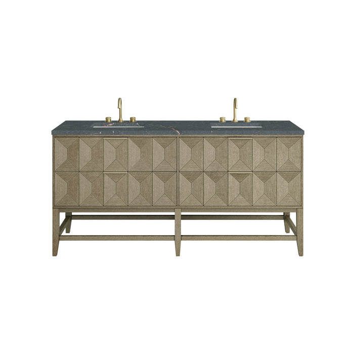 James Martin Emmeline 72" Double Bathroom Vanity, Pebble Oak