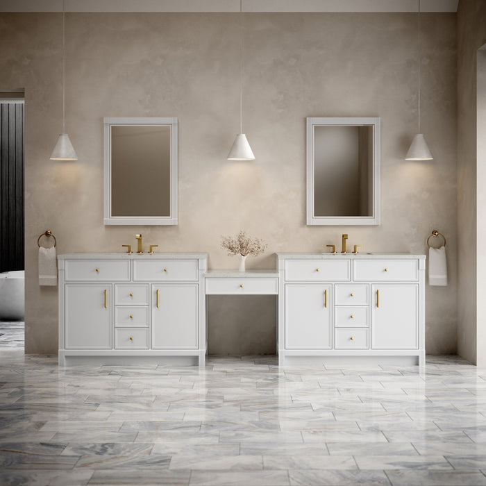 James Martin Bellshire 120" Double Bathroom Vanity, Bright White
