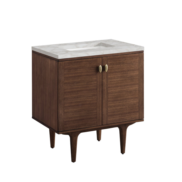 James Martin Amberly 30" Dual Mount Single Bathroom Vanity, Mid-Century Walnut