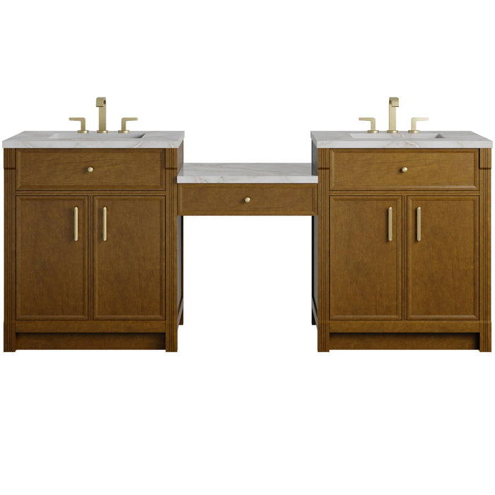 James Martin Bellshire 84" Double Bathroom Vanity, Honey Oak