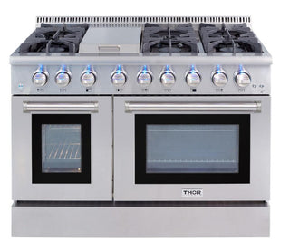 THOR 48" Professional Dual Fuel Range in Stainless Steel, HRD4803U