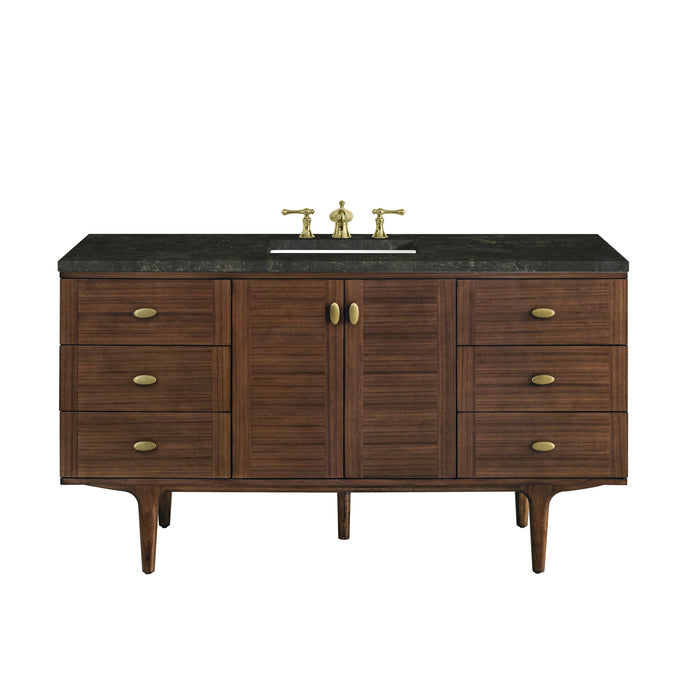 James Martin Amberly 60" Dual Mount Single Bathroom Vanity, Mid-Century Walnut