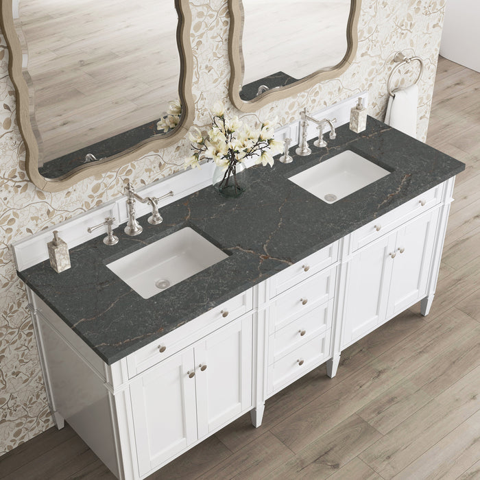 James Martin Brittany 72" Double Bathroom Vanity, Bright White