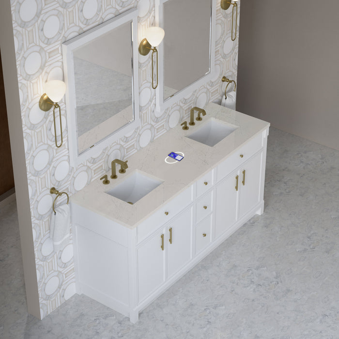 James Martin Bellshire 72" Double Bathroom Vanity, Bright White