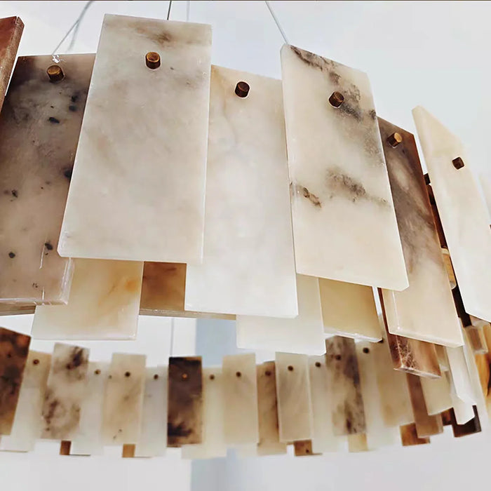 Tobacco-Hued Alabaster Chandelier