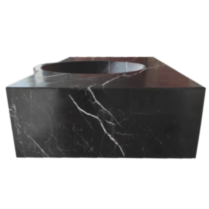 Black Marble Handcrafted Rectangular Wall Mount Bathroom Sink 17 x 30 x 6 Inches