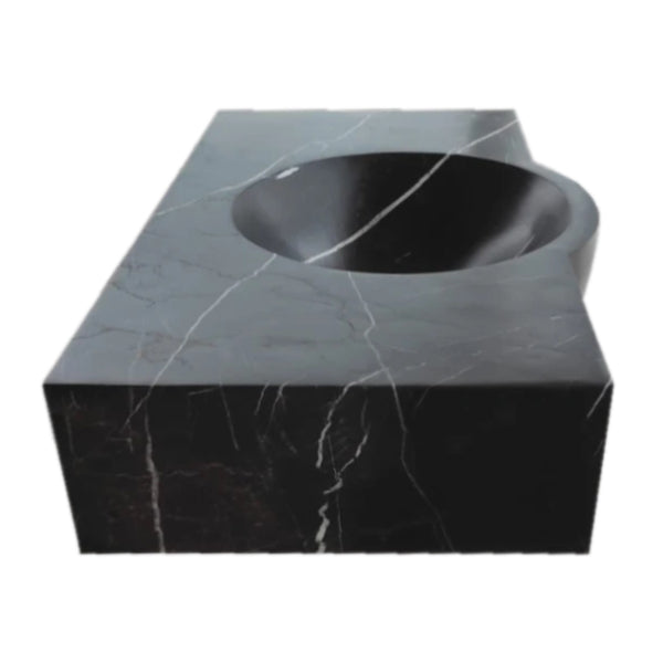 Toros Black Marble Rectangular Wall-mount Bathroom Sink CVRTBRF1730