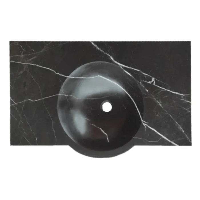 Black Marble Handcrafted Rectangular Wall Mount Bathroom Sink 17 x 30 x 6 Inches