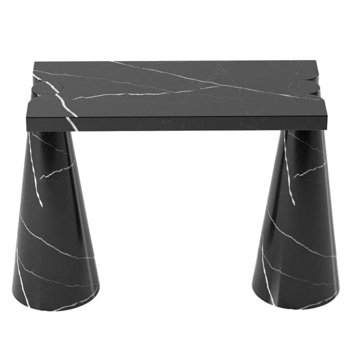 Toros Black Marble Designer Cone Shape Legs Console Polished (W)15" (L)40" (H)32" top angle view