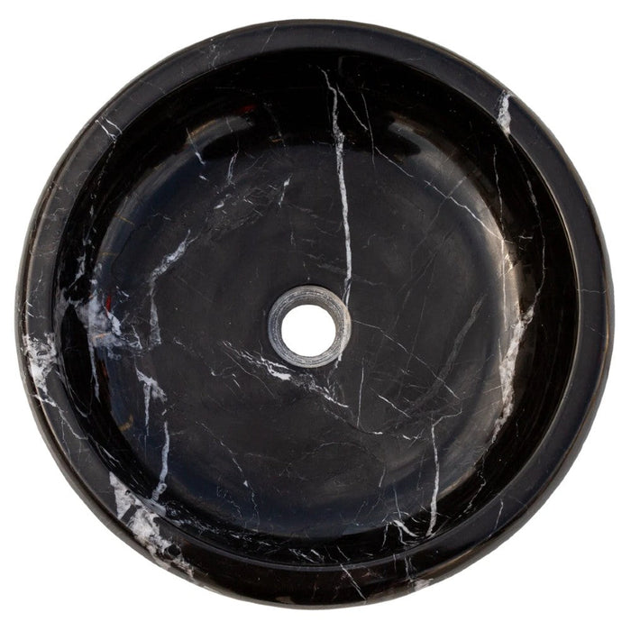 Natural Stone Toros Black Marble Vessel Sink Bowl Polished (D)16" (H)5"