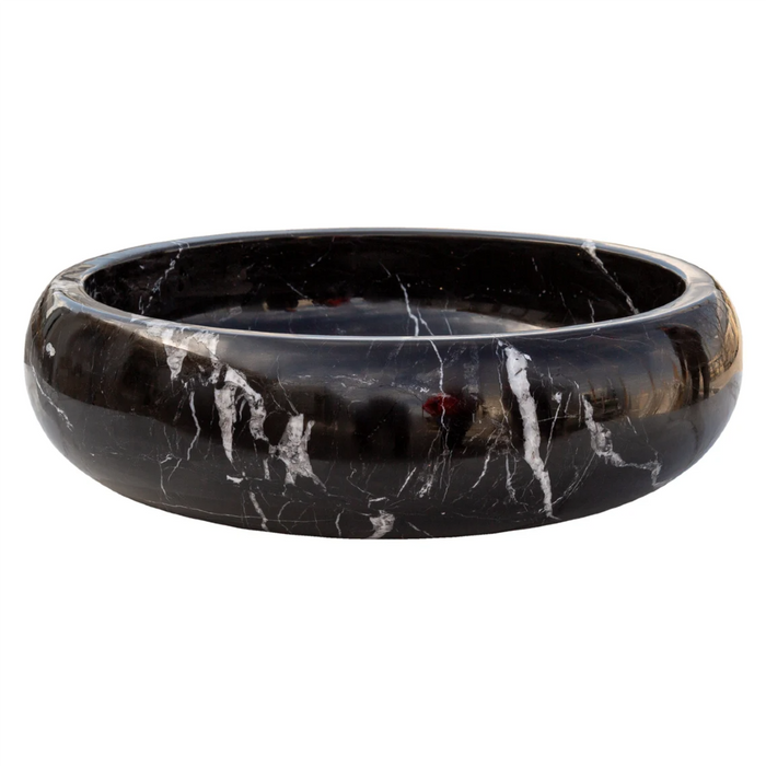 Natural Stone Toros Black Marble Vessel Sink Bowl Polished (D)16" (H)5"