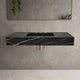 Black Marble Honed Rectangular Wall-Mount Bathroom Sink 20x48
