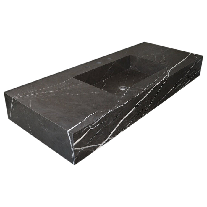 Toros Black Marble Rectangular Wall-mount Bathroom Sink NTRVS172