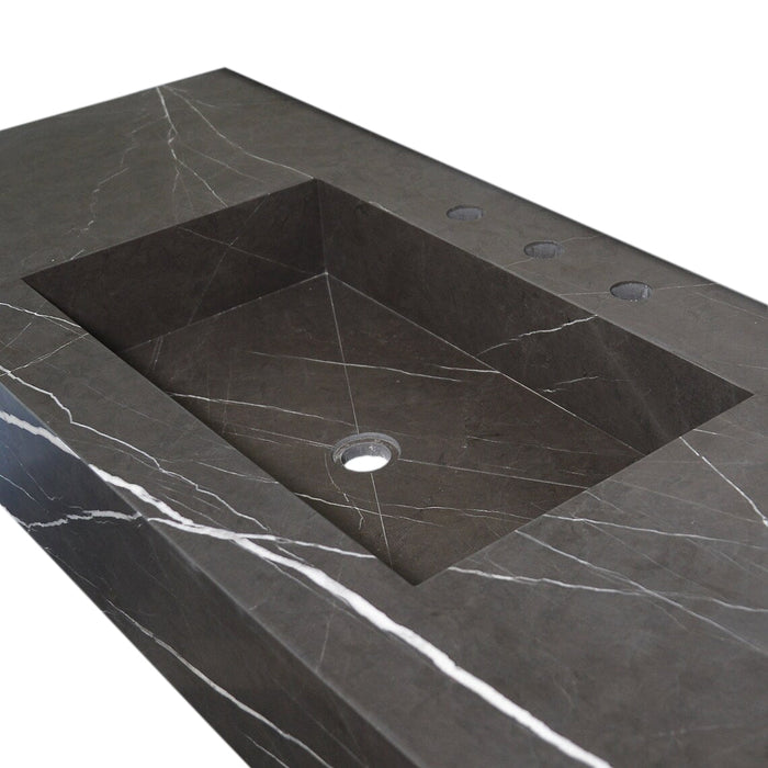 Toros Black Marble Rectangular Wall-mount Bathroom Sink NTRVS172