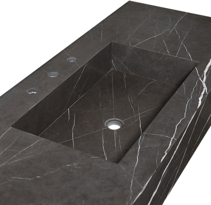 Toros Black Marble Rectangular Wall-mount Bathroom Sink NTRVS172