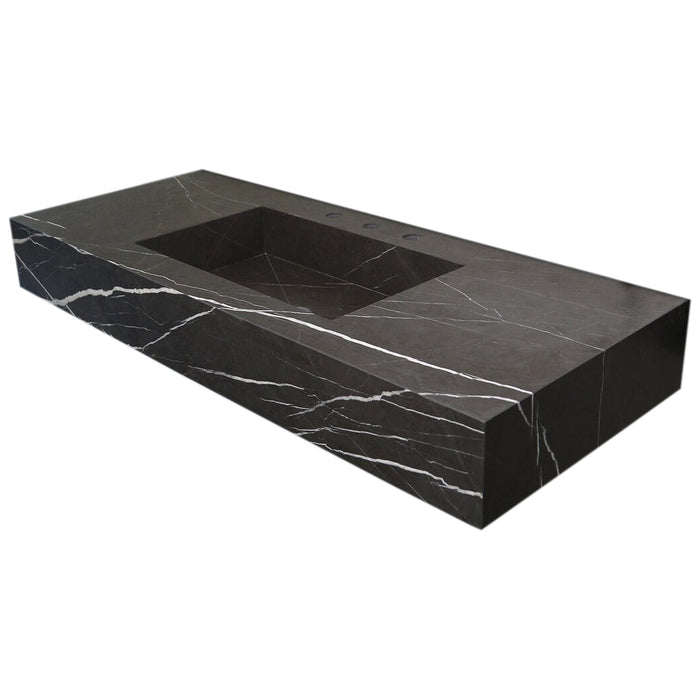 Toros Black Marble Rectangular Wall-mount Bathroom Sink NTRVS172