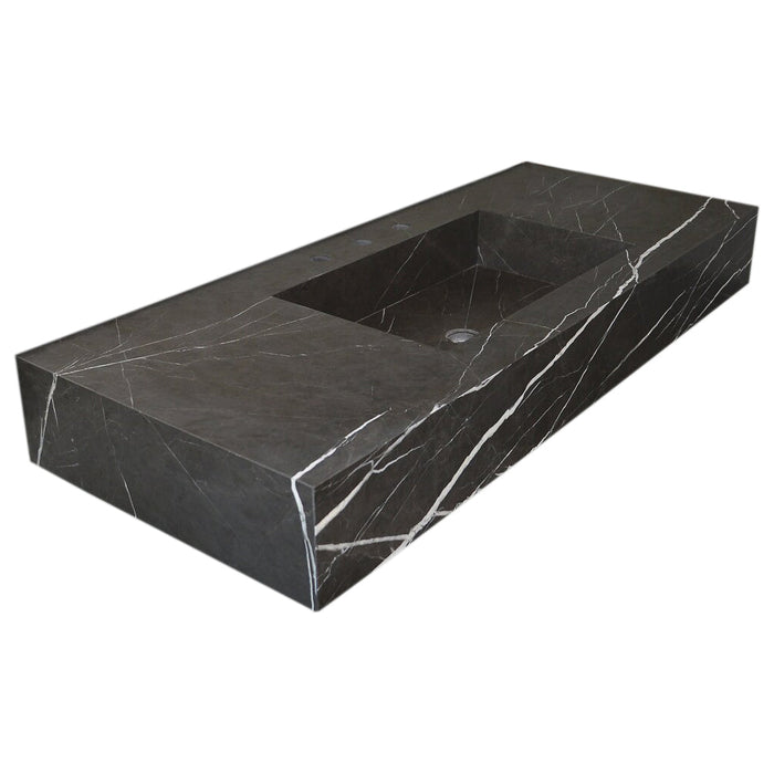 Toros Black Marble Rectangular Wall-mount Bathroom Sink NTRVS172