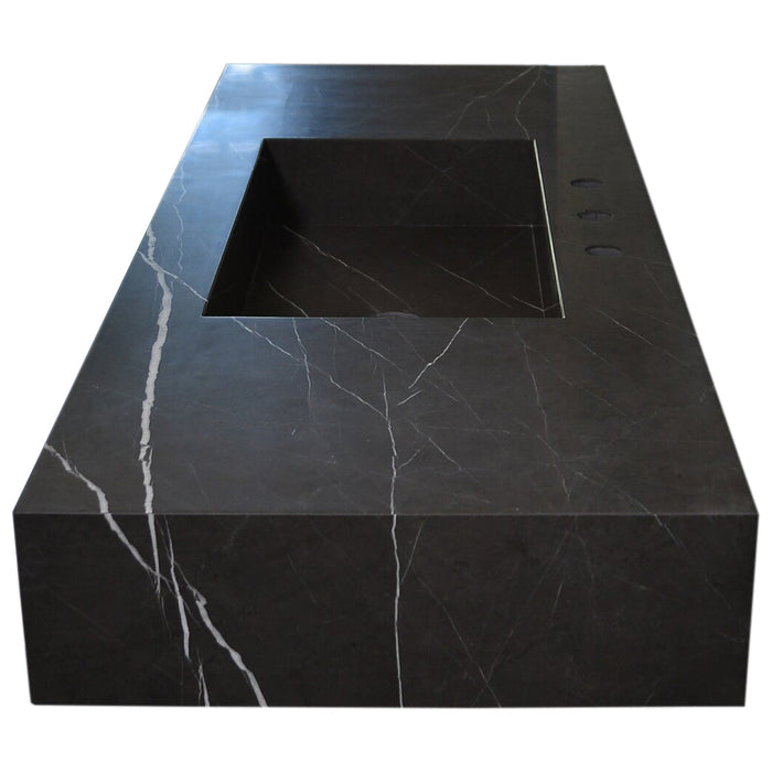 Toros Black Marble Rectangular Wall-mount Bathroom Sink NTRVS172