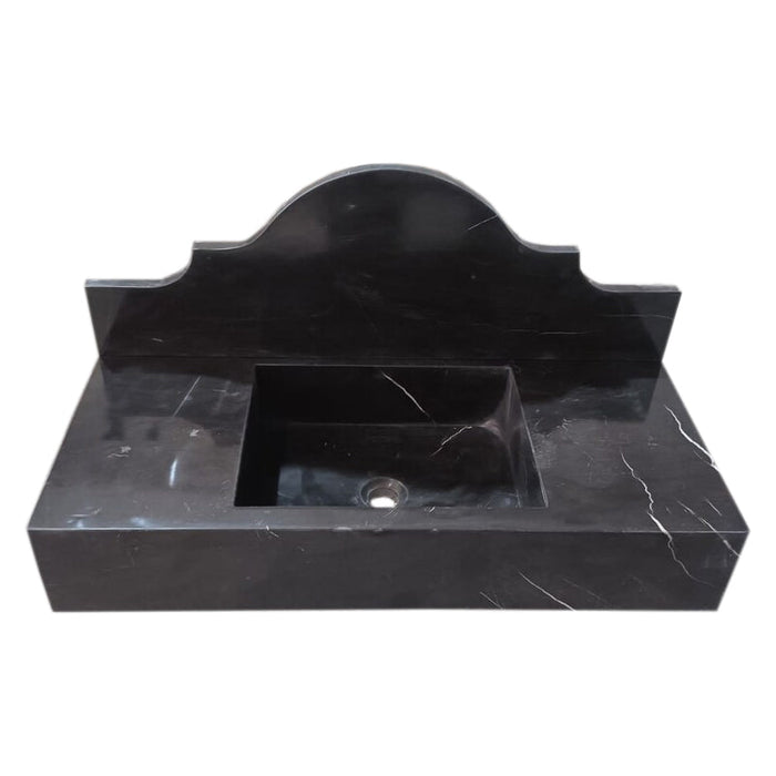 Toros Black Marble Wall-mount Bathroom Sink with Backsplash Polished NTRVS178