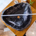 toros black rustic marble natural stone vessel sink polished hand-split face size (W)17" (L)17" (H)5" SKU-NTRVS08 product shot diameter measure