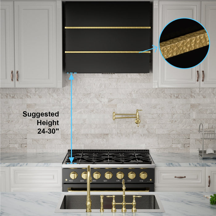 Akicon 30" Stainless Steel Wall Mount Range Hood with 600 CFM Vent Hood — AK-HS30HC-JBG-48