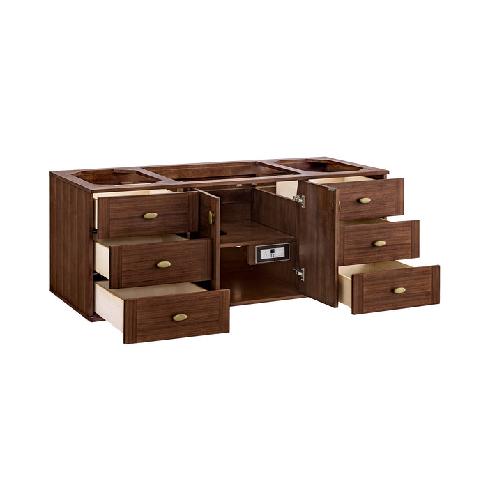 James Martin Amberly 60" Dual Mount Single Bathroom Vanity, Mid-Century Walnut