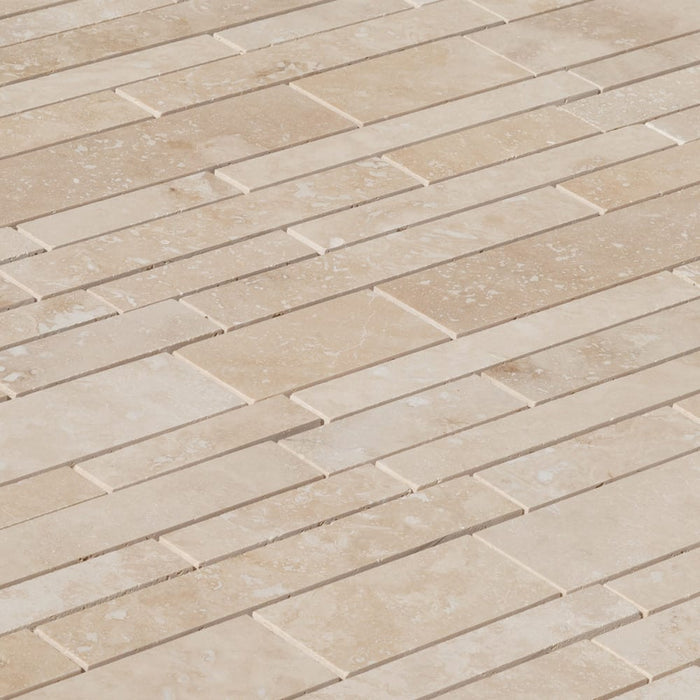 Classic Beige Travertine Slides Honed Mosaic Floor and Wall Tile - Livfloors Collection