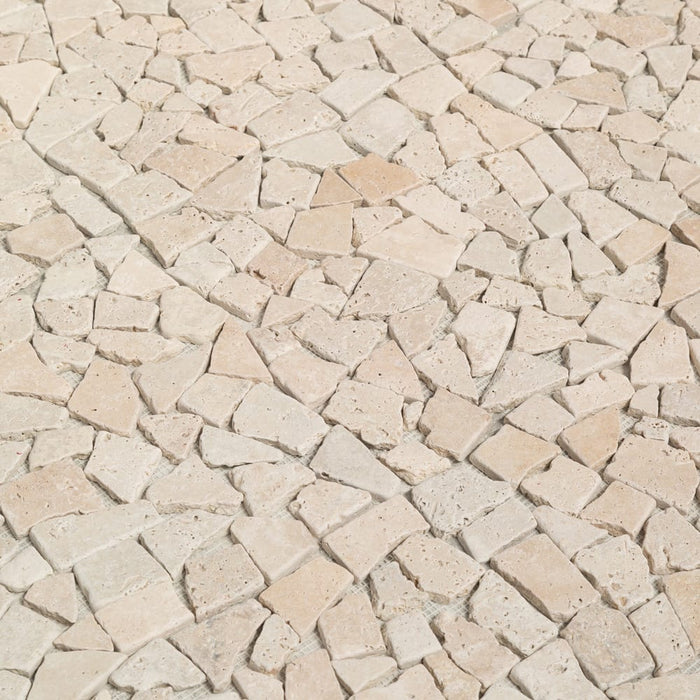 Classic Beige Travertine Palladian Tumbled Mosaic Floor and Wall Tile - Livfloors Collection