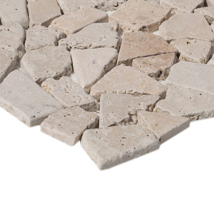 Classic Beige Travertine Palladian Tumbled Mosaic Floor and Wall Tile - Livfloors Collection
