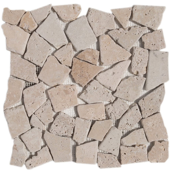 Classic Beige Travertine Palladian Tumbled Mosaic Floor and Wall Tile - Livfloors Collection