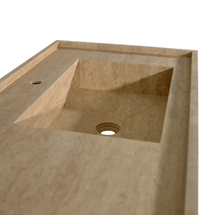 Travertine Beige Rectangular Wall Mount Bathroom Sink 54x20x6