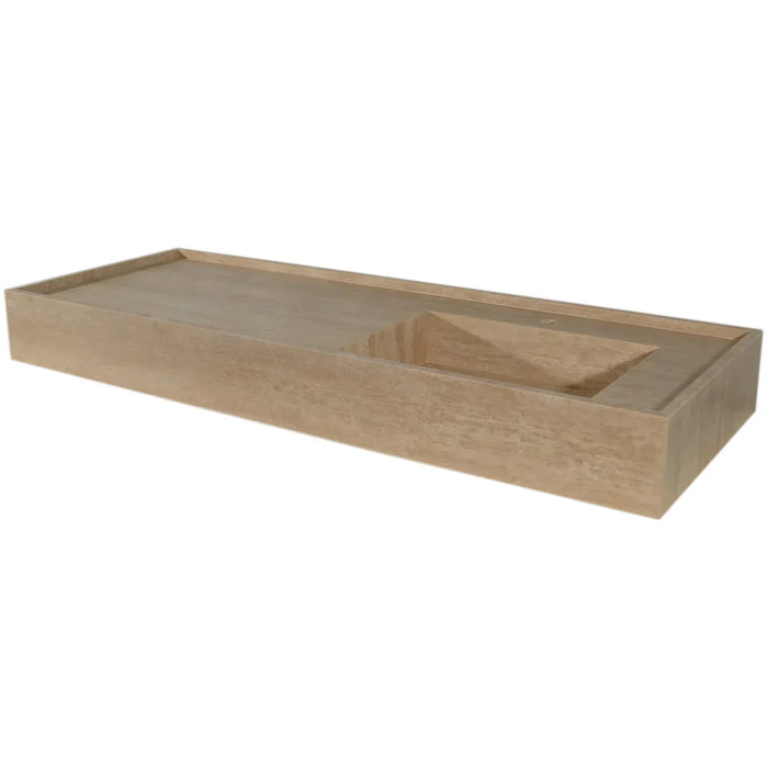 Travertine Beige Rectangular Wall Mount Bathroom Sink 54x20x6