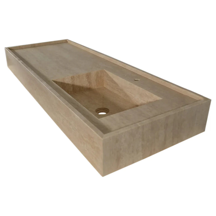 Travertine Beige Rectangular Wall Mount Bathroom Sink 54x20x6