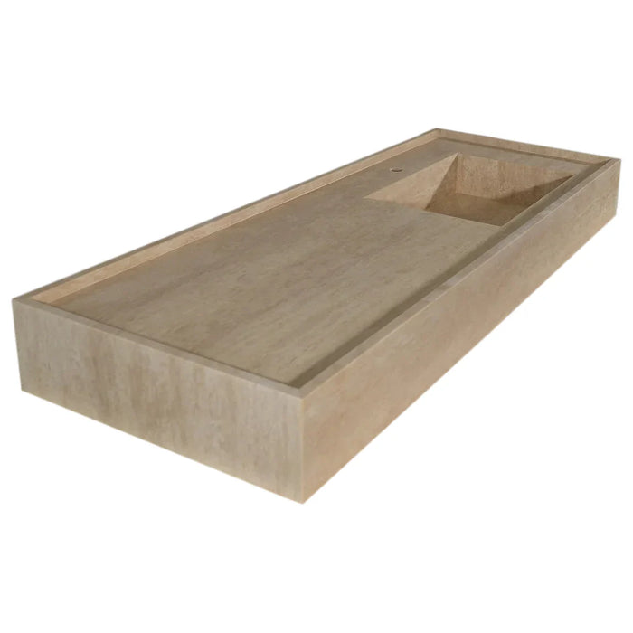 Travertine Beige Rectangular Wall Mount Bathroom Sink 54x20x6