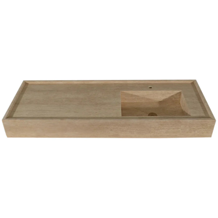 Travertine Beige Rectangular Wall Mount Bathroom Sink 54x20x6