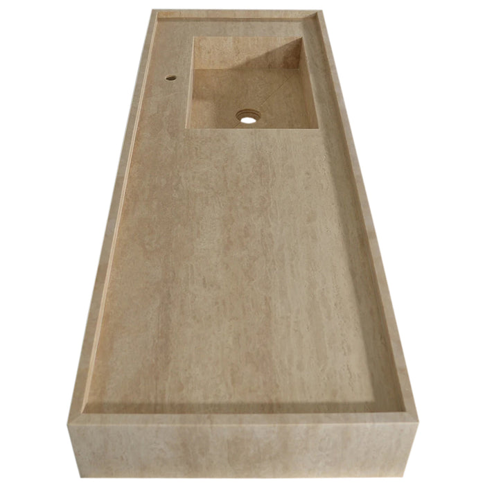 Troia Beige Travertine Rectangular Wall-mount Bathroom Sink NTRVS171