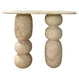 Troia Light Travertine Designer Console Filled and Honed (W)12" (L)49" (H)31.5" front view