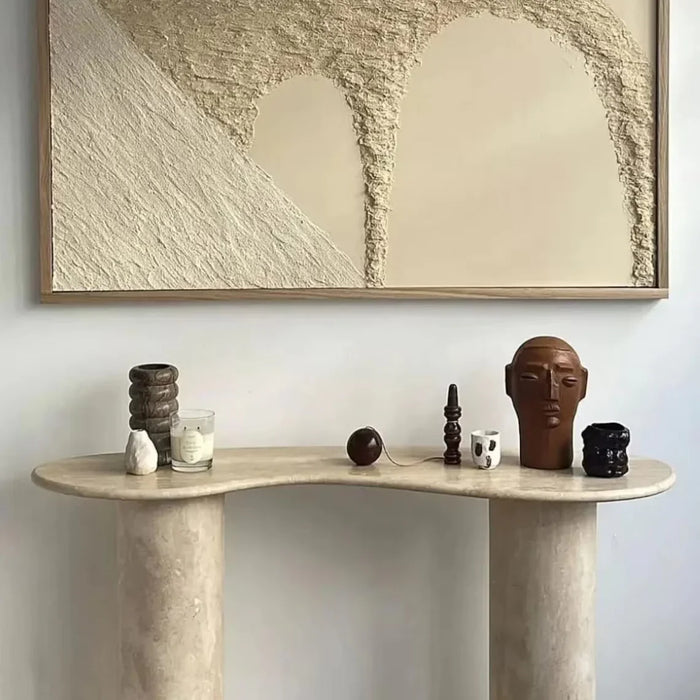 Beige Travertine Designer Console Table 48x15x36 Filled Honed