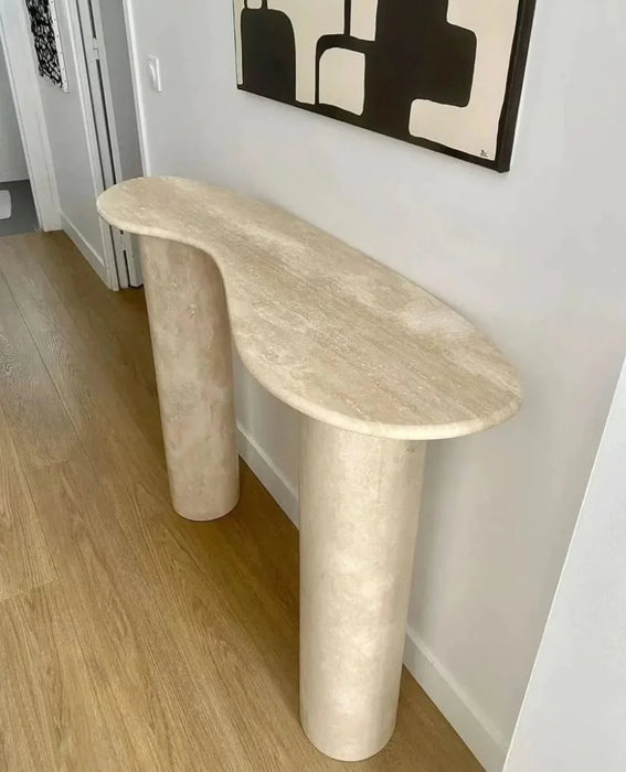 Beige Travertine Designer Console Table 48x15x36 Filled Honed