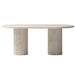 Troia Light Travertine Oval Dining Table with Fluted Round Legs (W)40" (L)75" (H)30" front view