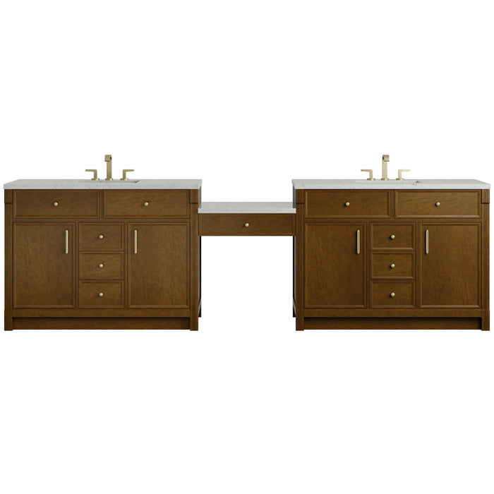 James Martin Bellshire 120" Double Bathroom Vanity, Honey Oak