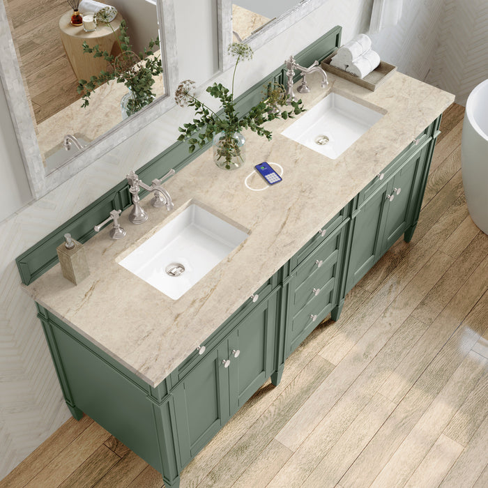 James Martin Brittany 72" Double Bathroom Vanity, Smokey Celadon