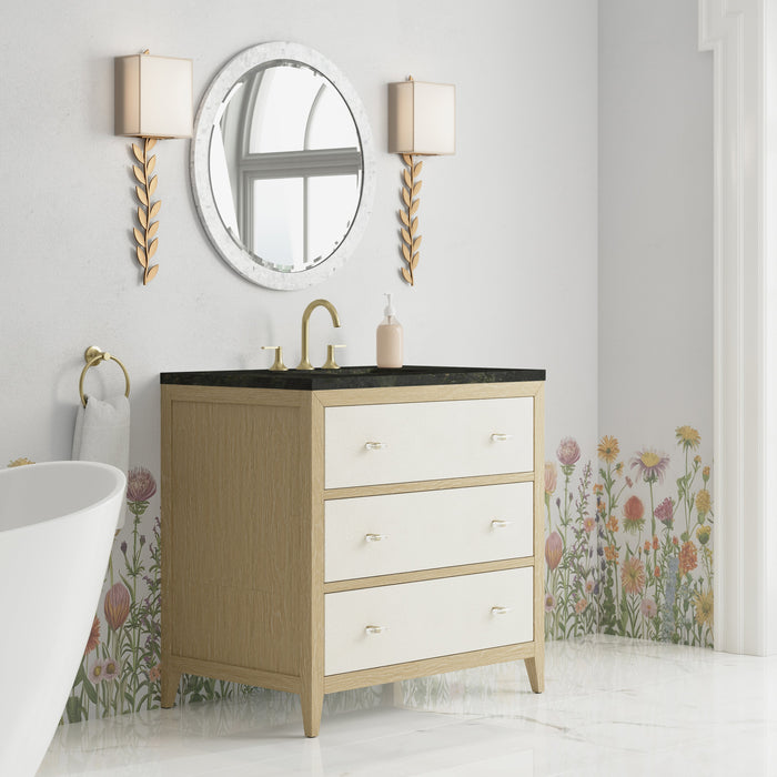 James Martin Celeste 36" Single Bathroom Vanity, Sunwashed Oak with Embossed Shagreen Drawer Fronts