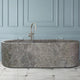 Tundra Gray Marble Bathtub Hand-carved from Solid Marble Block (W)29.5" (L)67" (H)19.5"