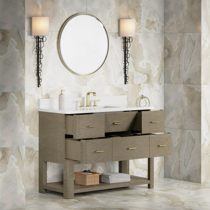 James Martin Lucian 48" Single Bathroom Vanity, Pebble Oak