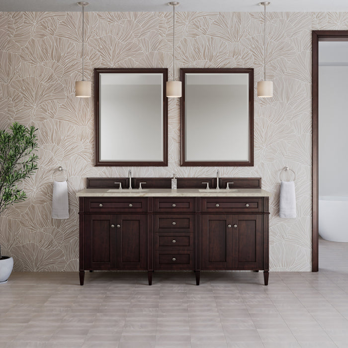 James Martin Brittany 72" Double Bathroom Vanity, Burnished Mahogany