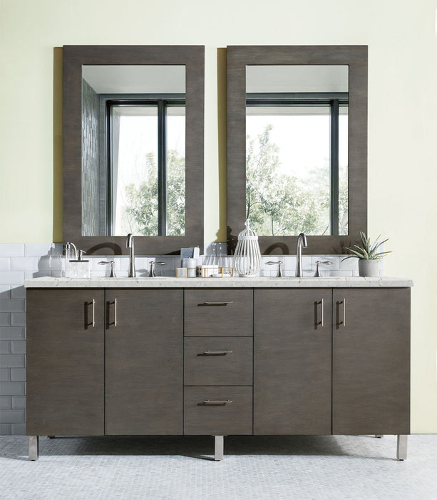 James Martin Metropolitan 72" Dual Mount Double Bathroom Vanity, Silver Oak
